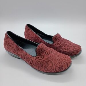 Dansko Olivia Burgundy Embossed‎ Leather Loafers Shoes Womens 37 EU 6.5 US